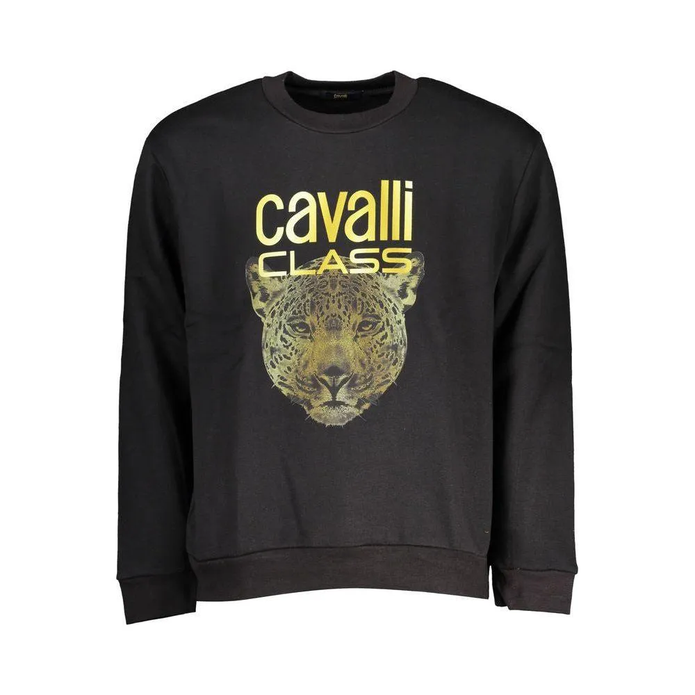 Cavalli Class Chic Fleece Crew Neck Sweatshirt in Black