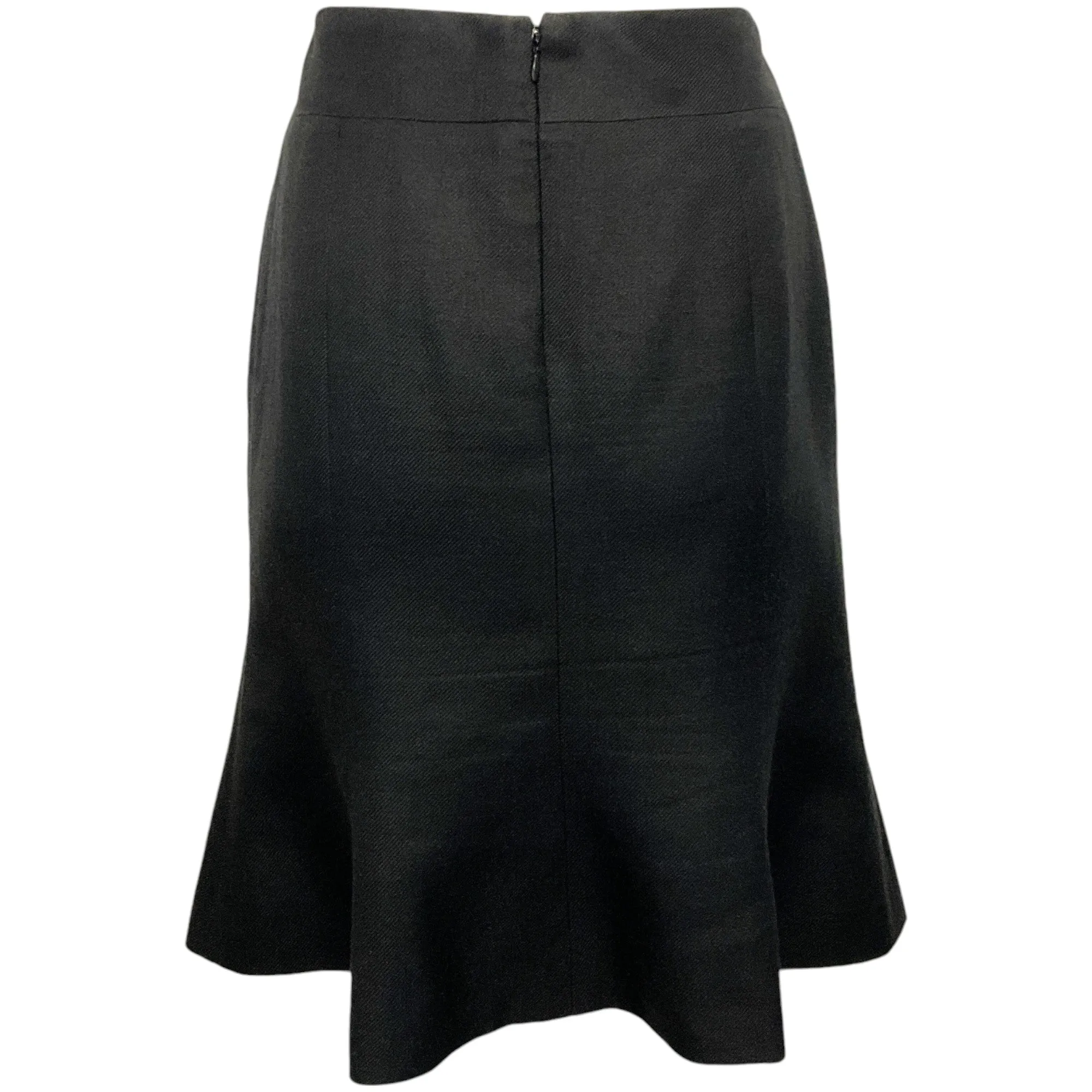 Chanel Black Linen / Cashmere Trumpet Skirt