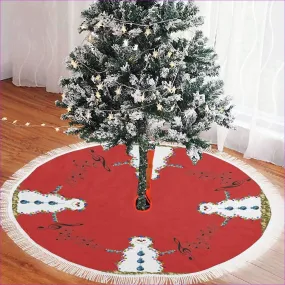 Christmas Carol & Lights Snowmen Fringe Christmas Tree Skirt