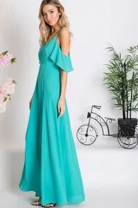 Cold-shoulder maxi dress