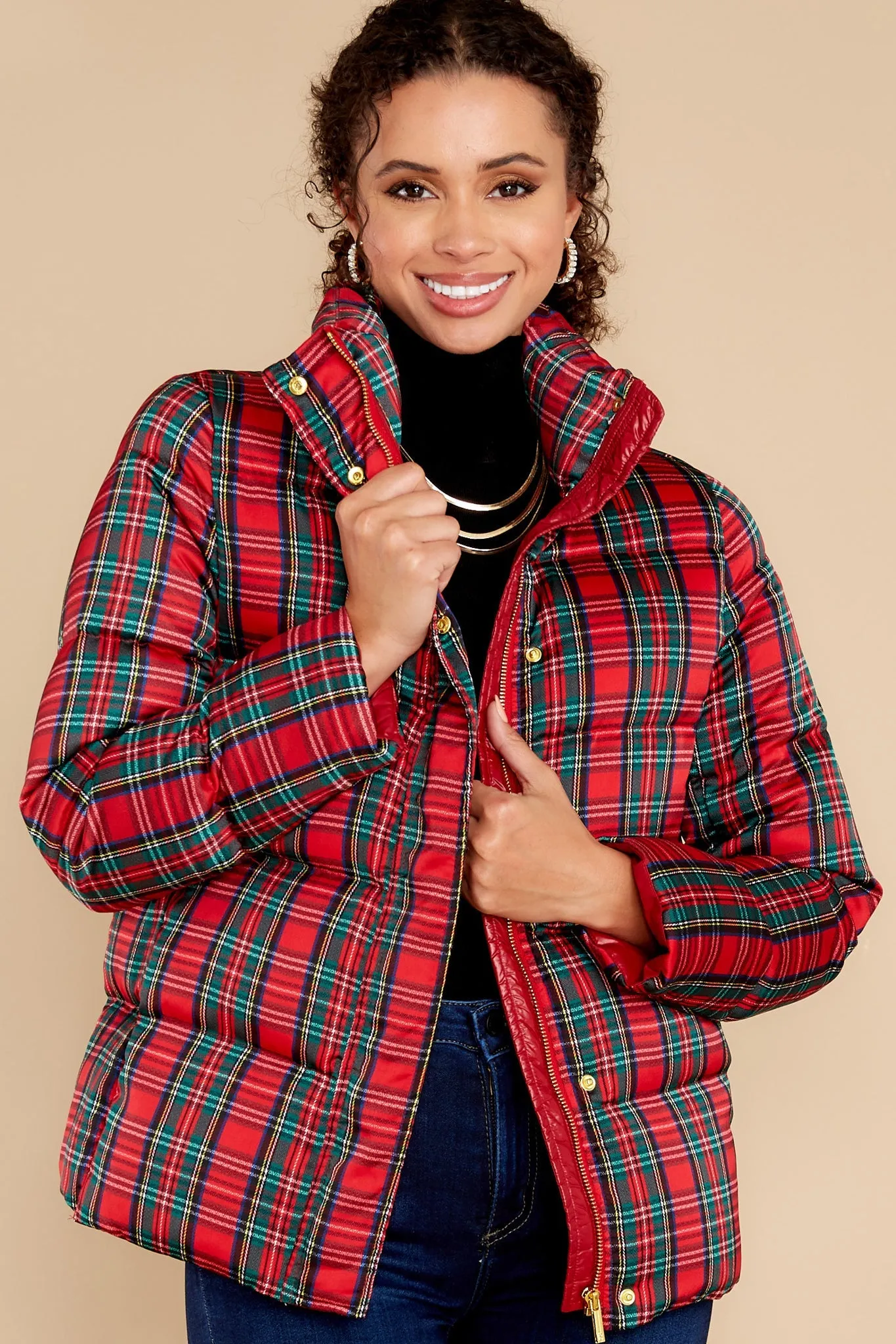 Cole Tartan Plaid Puffer Coat