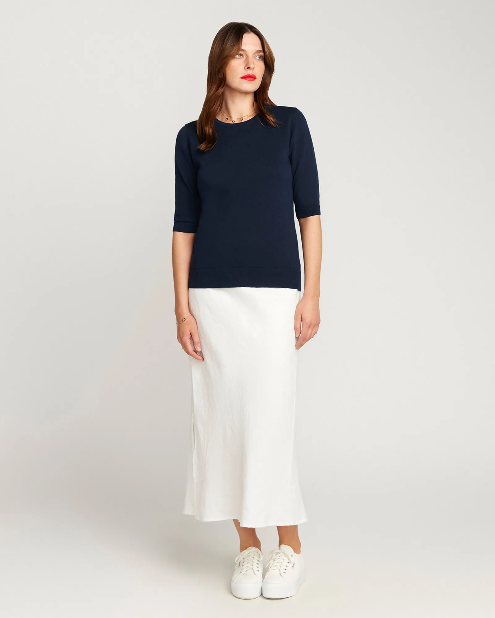 Cotton And Cashmere Top - Navy Blue