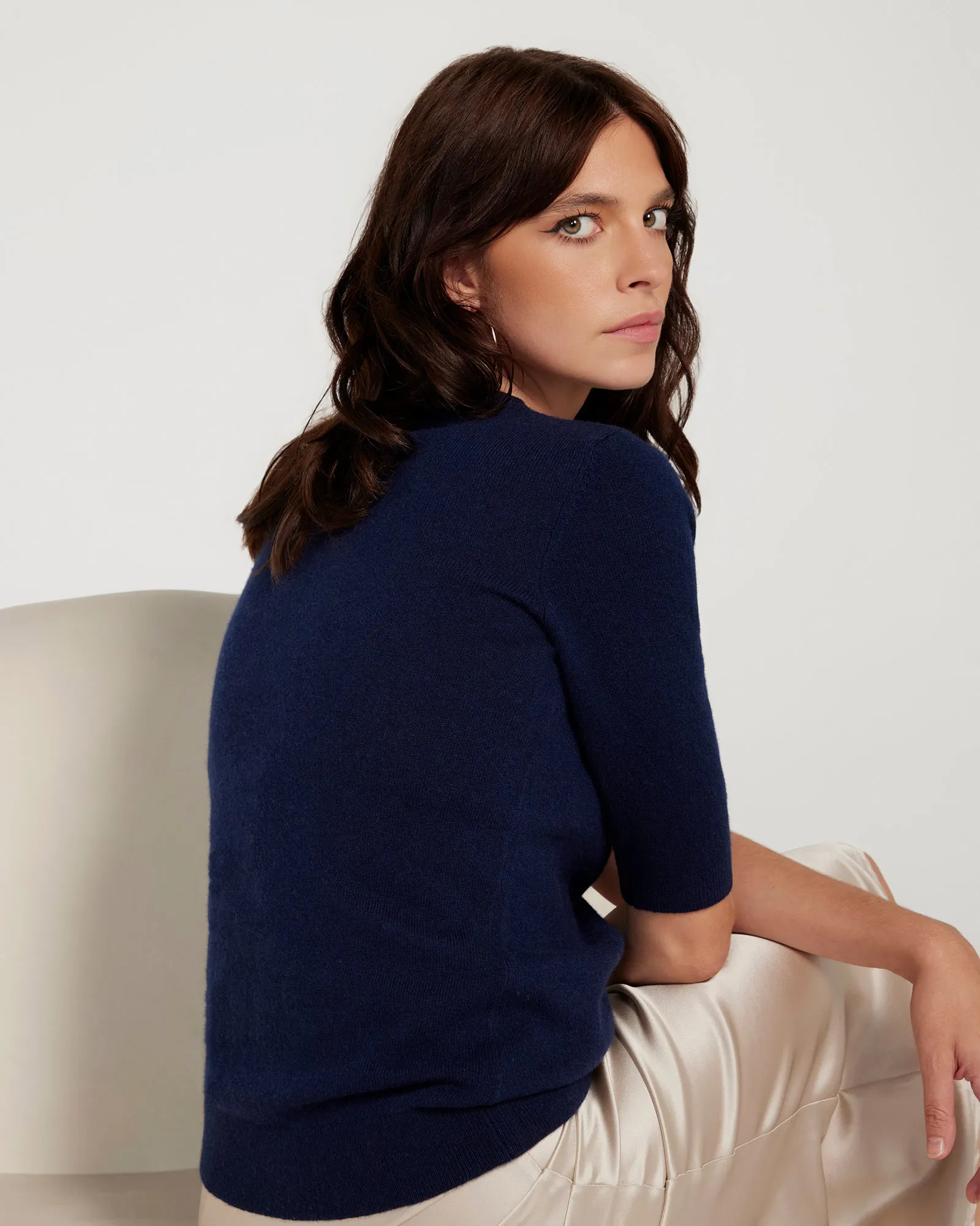 Cotton And Cashmere Top - Navy Blue