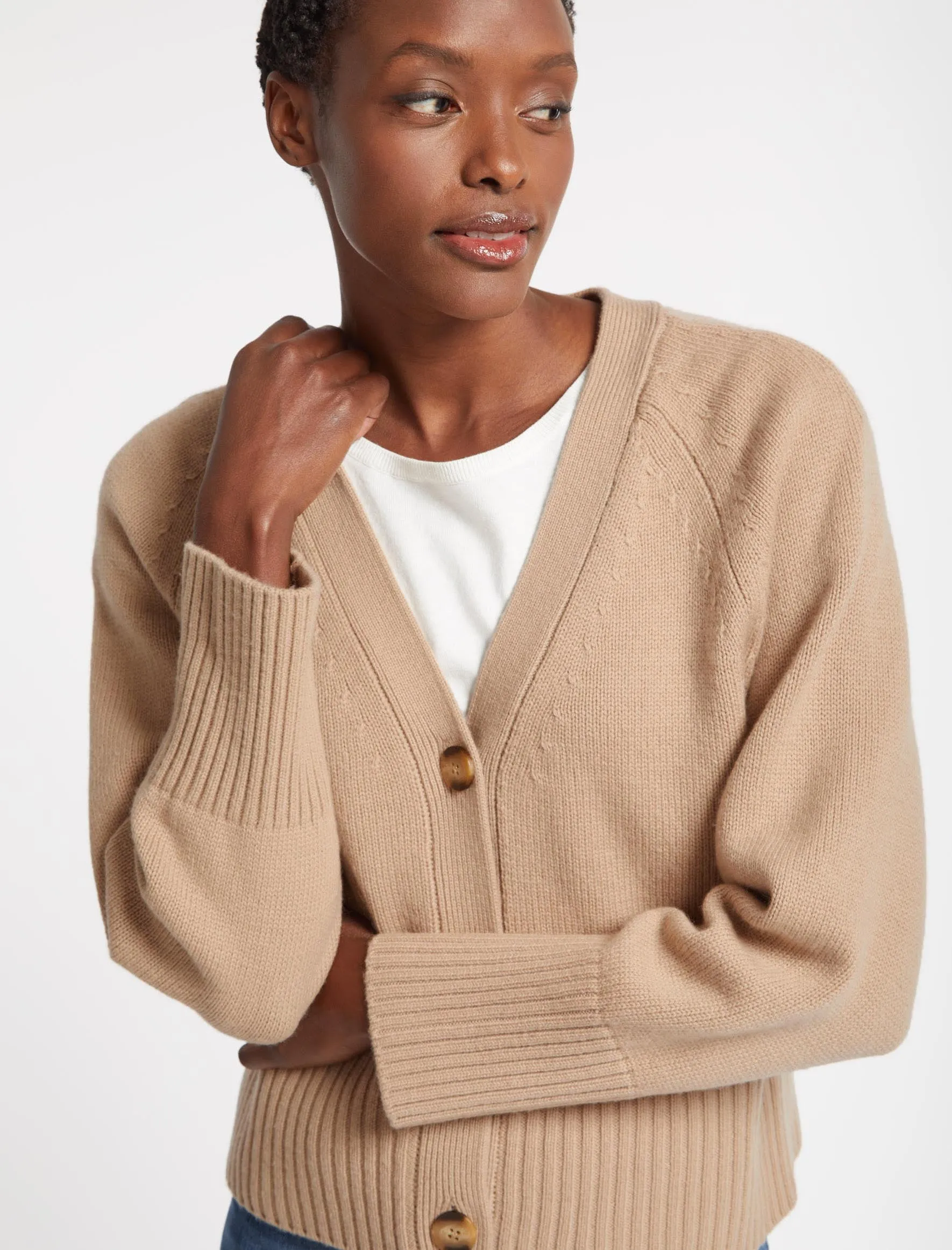 Courtney Cashmere Blend Cardigan - Camel