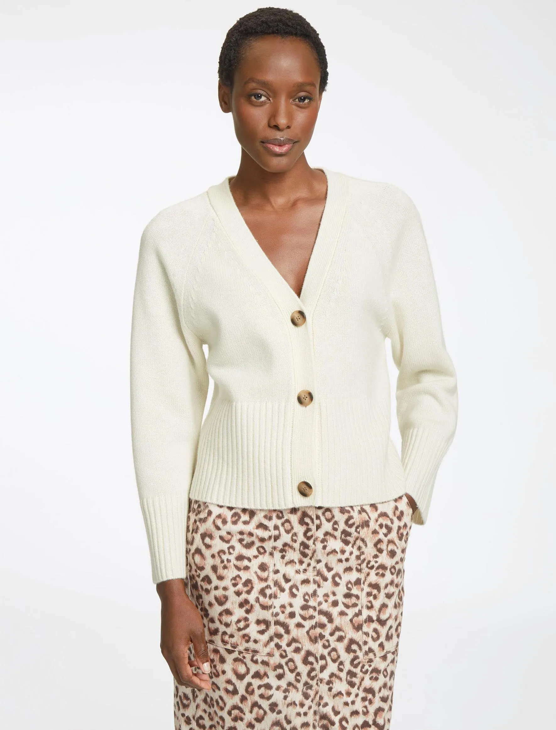 Courtney Cashmere Blend Cardigan - Cream