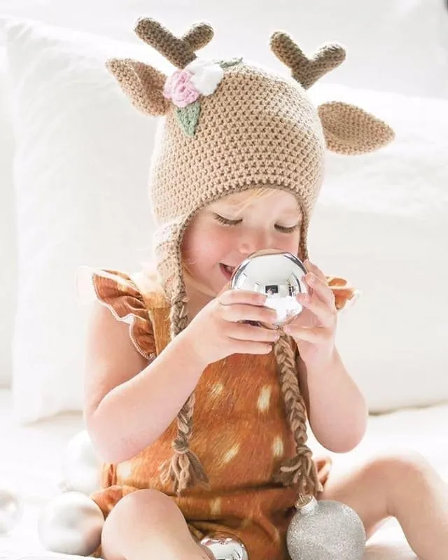 CROCHET PATTERN - Reindeer Beanie