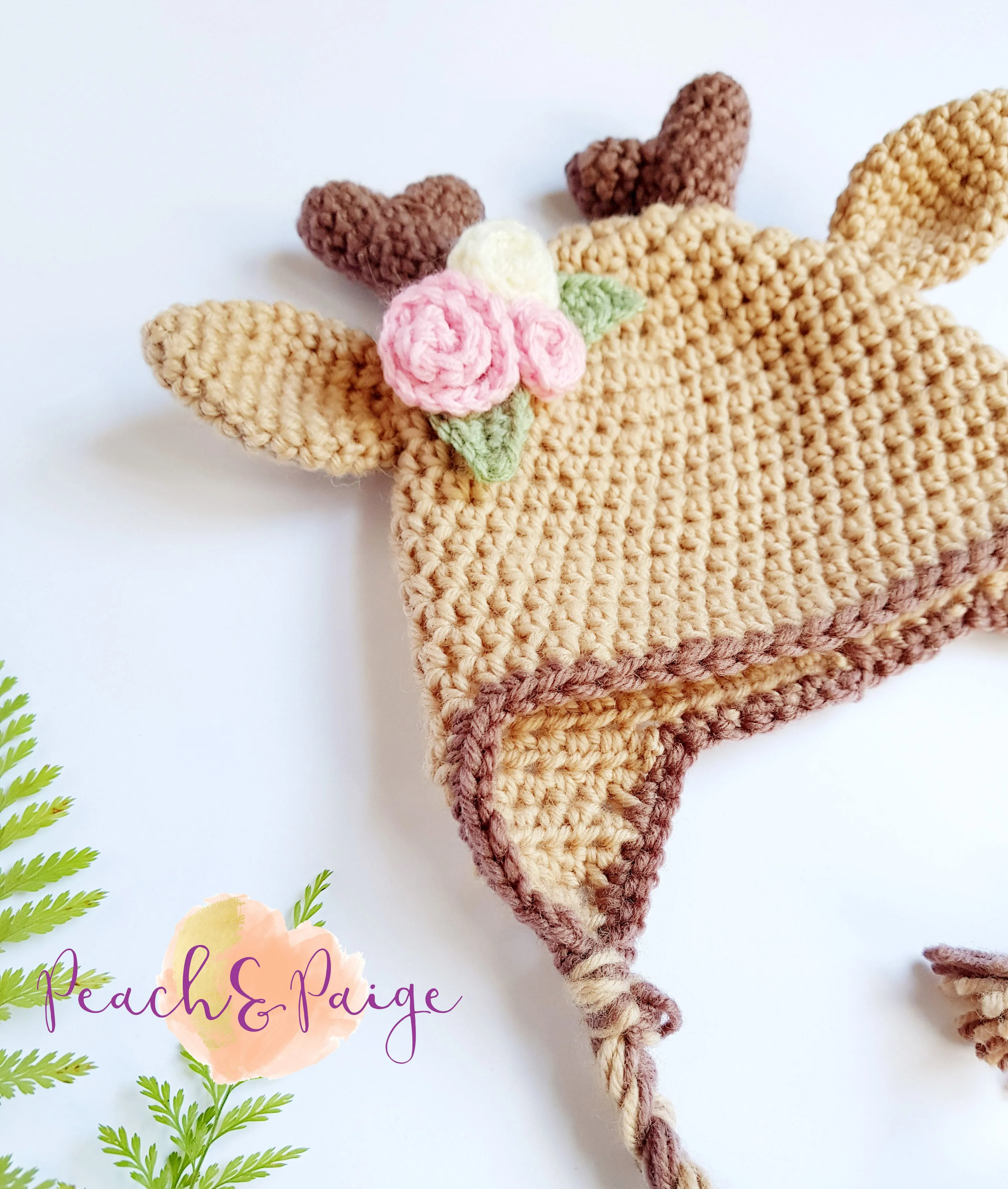 CROCHET PATTERN - Reindeer Beanie