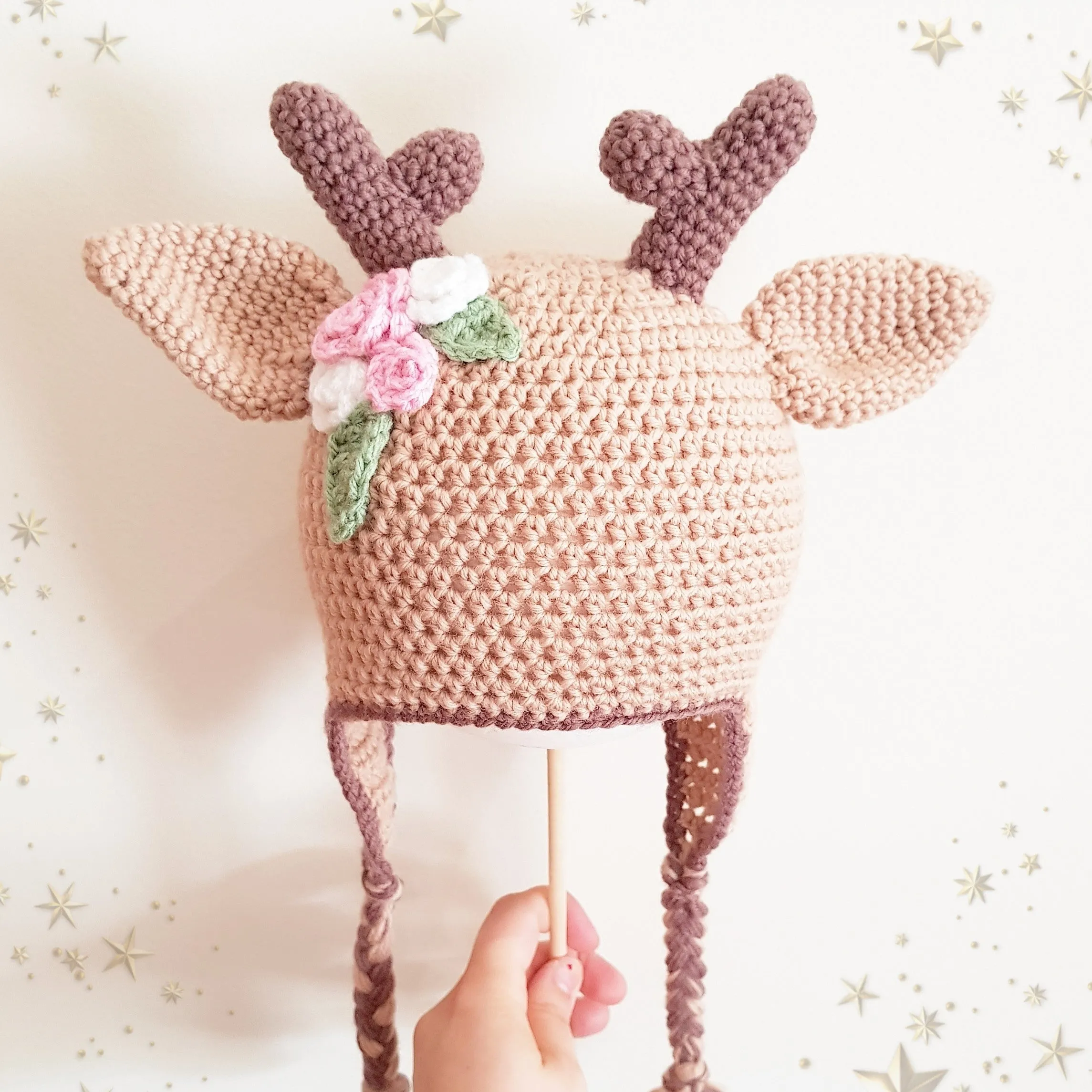 CROCHET PATTERN - Reindeer Beanie