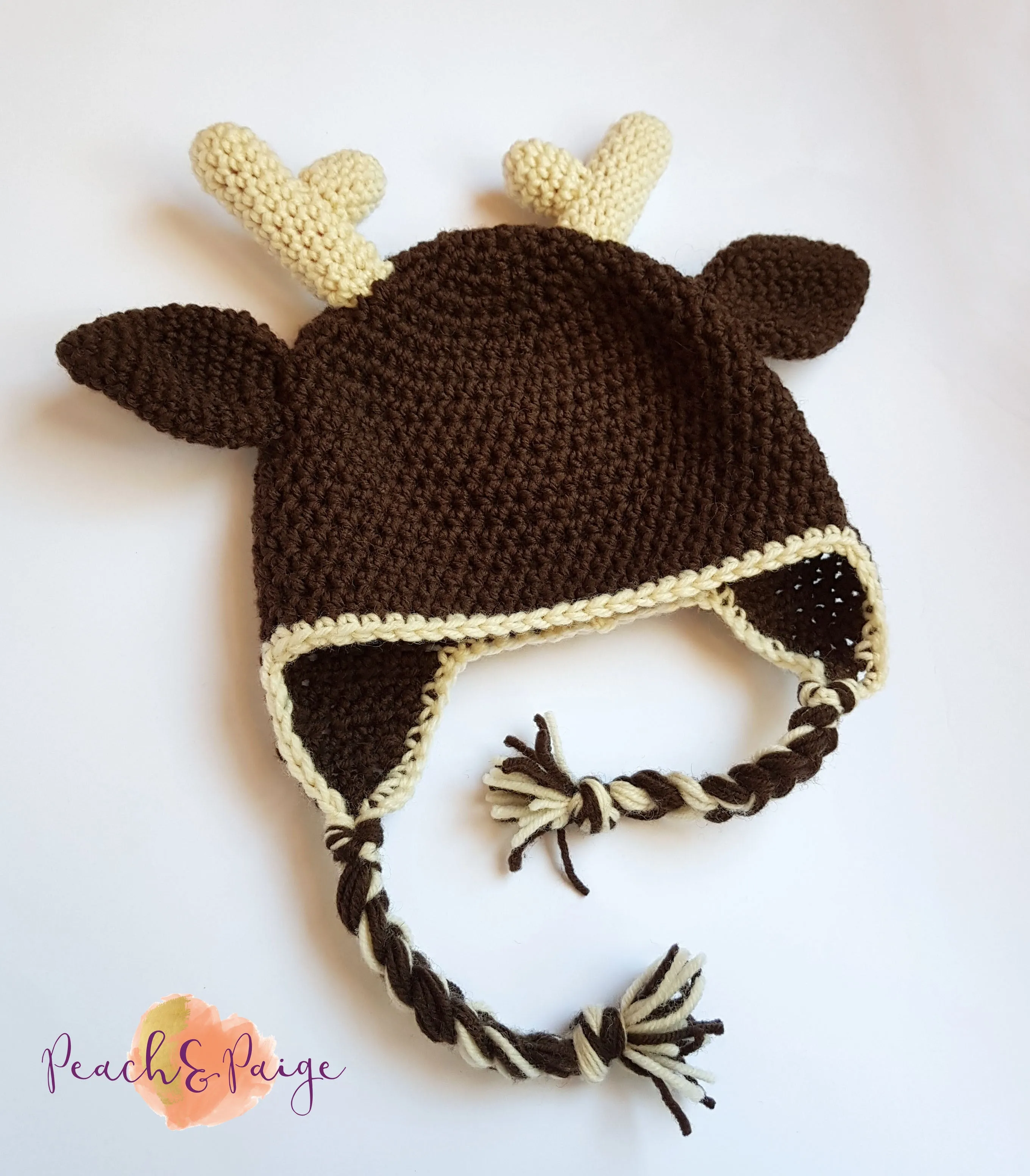 CROCHET PATTERN - Reindeer Beanie