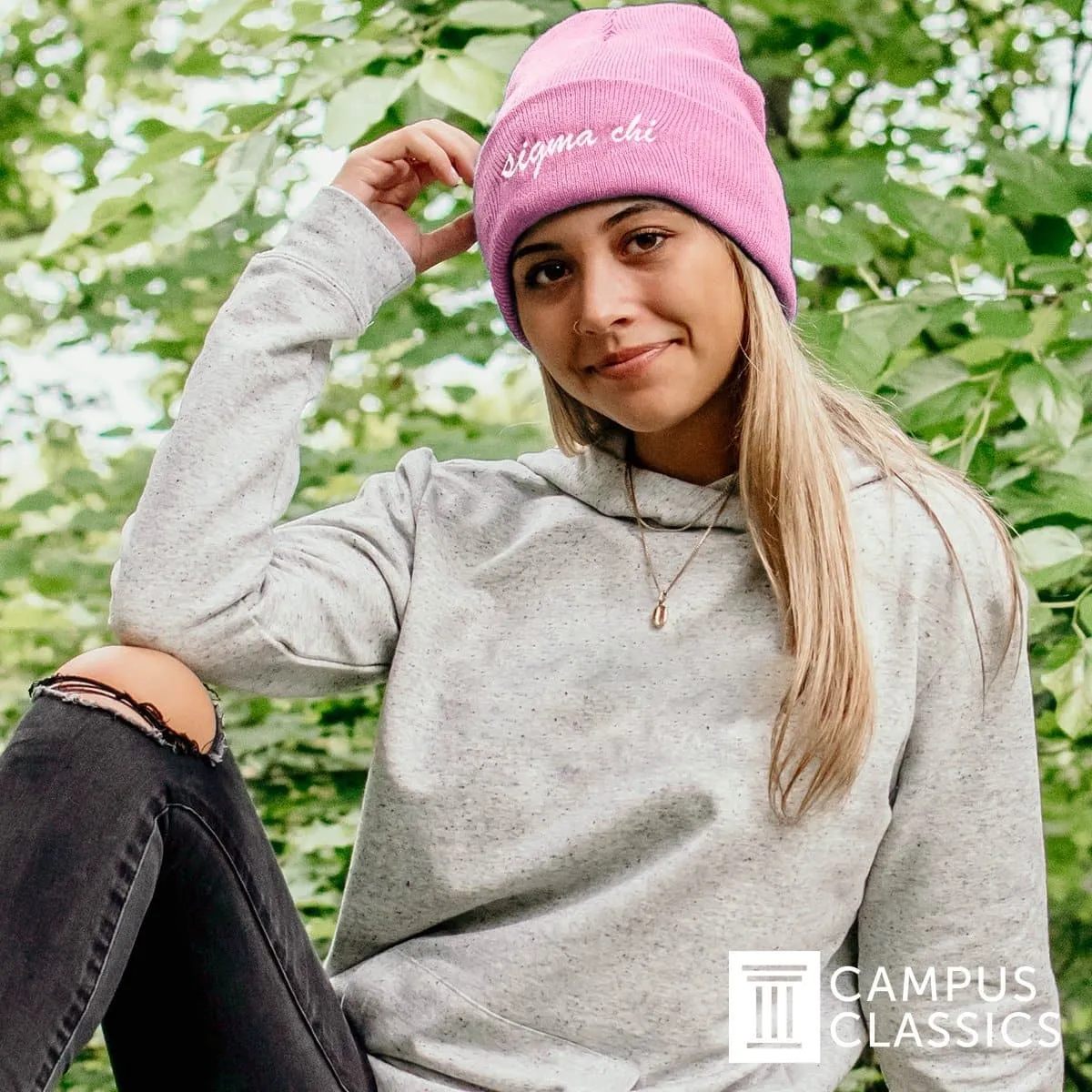 Delta Upsilon Pink Sweetheart Beanie