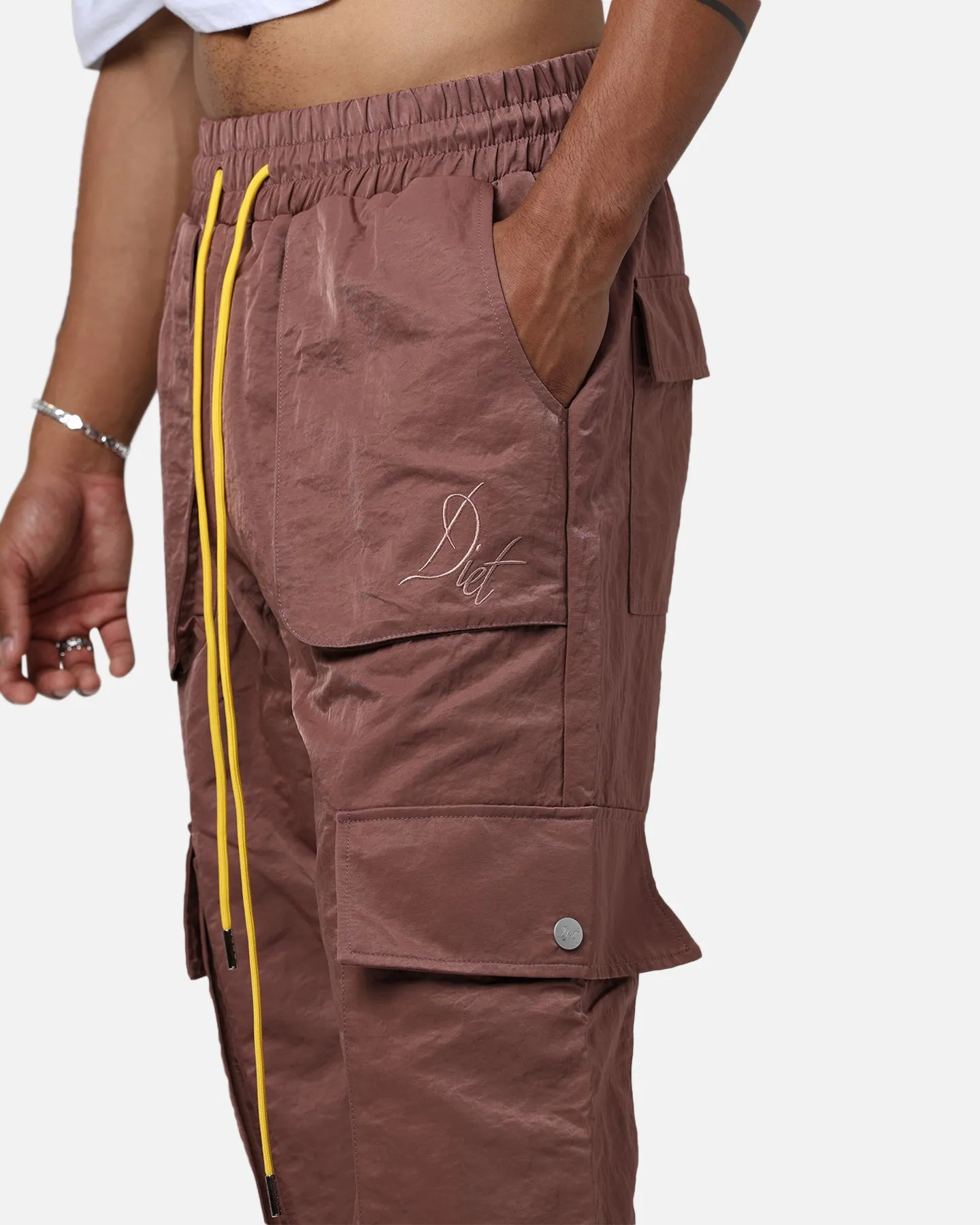 Diet Starts Monday Nylon Cargo Pants Dusty Rose