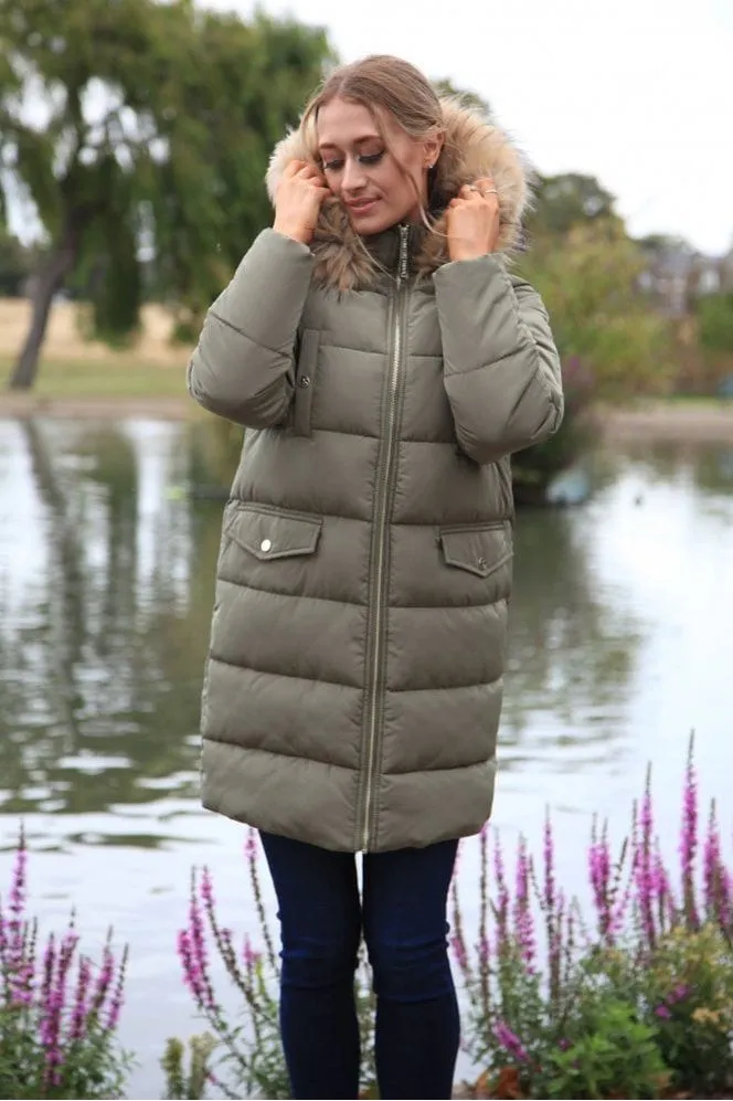 Double Second Khaki Oversized Long Duvet Coat