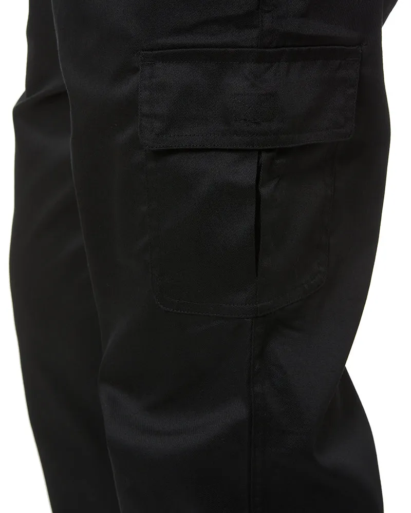 Drawstring Poly Cotton Cargo Pants - Black