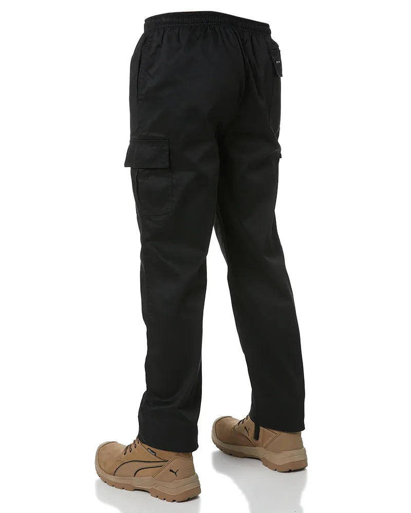 Drawstring Poly Cotton Cargo Pants - Black