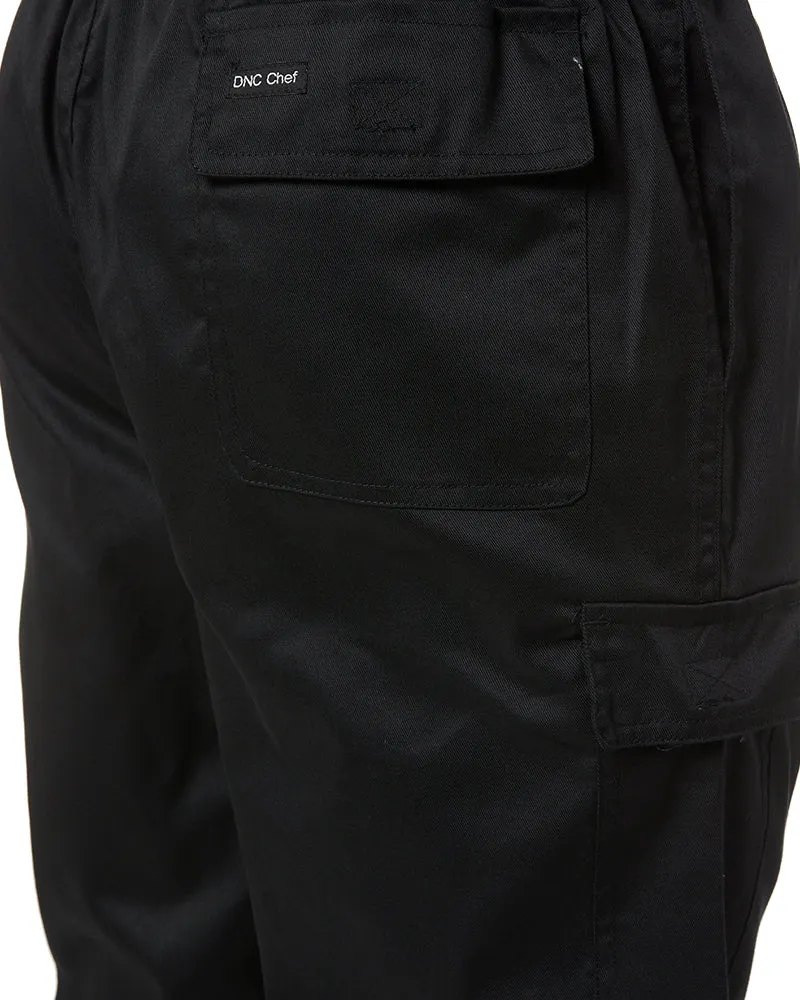 Drawstring Poly Cotton Cargo Pants - Black