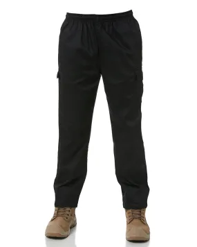 Drawstring Poly Cotton Cargo Pants - Black