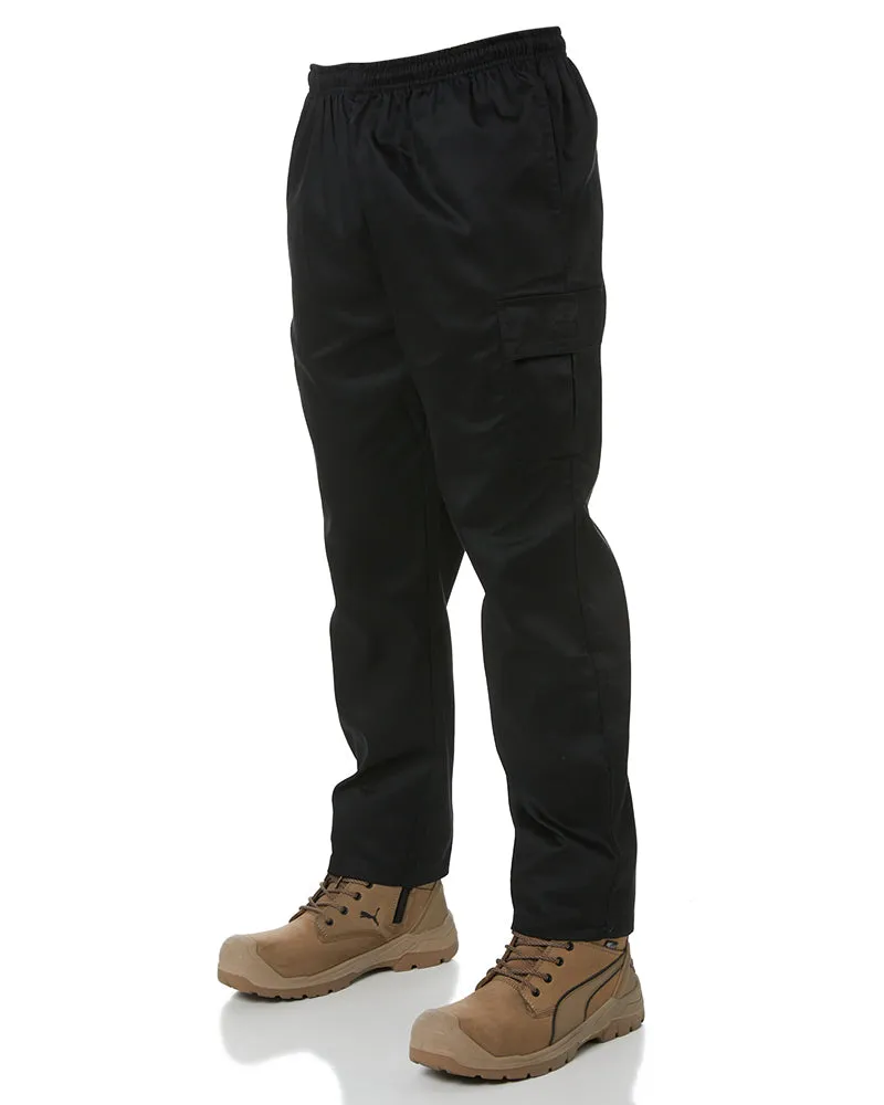 Drawstring Poly Cotton Cargo Pants - Black