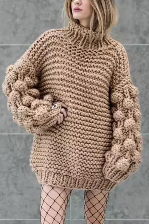 Dunnmall Knit Season Puff Sleeve Sweater