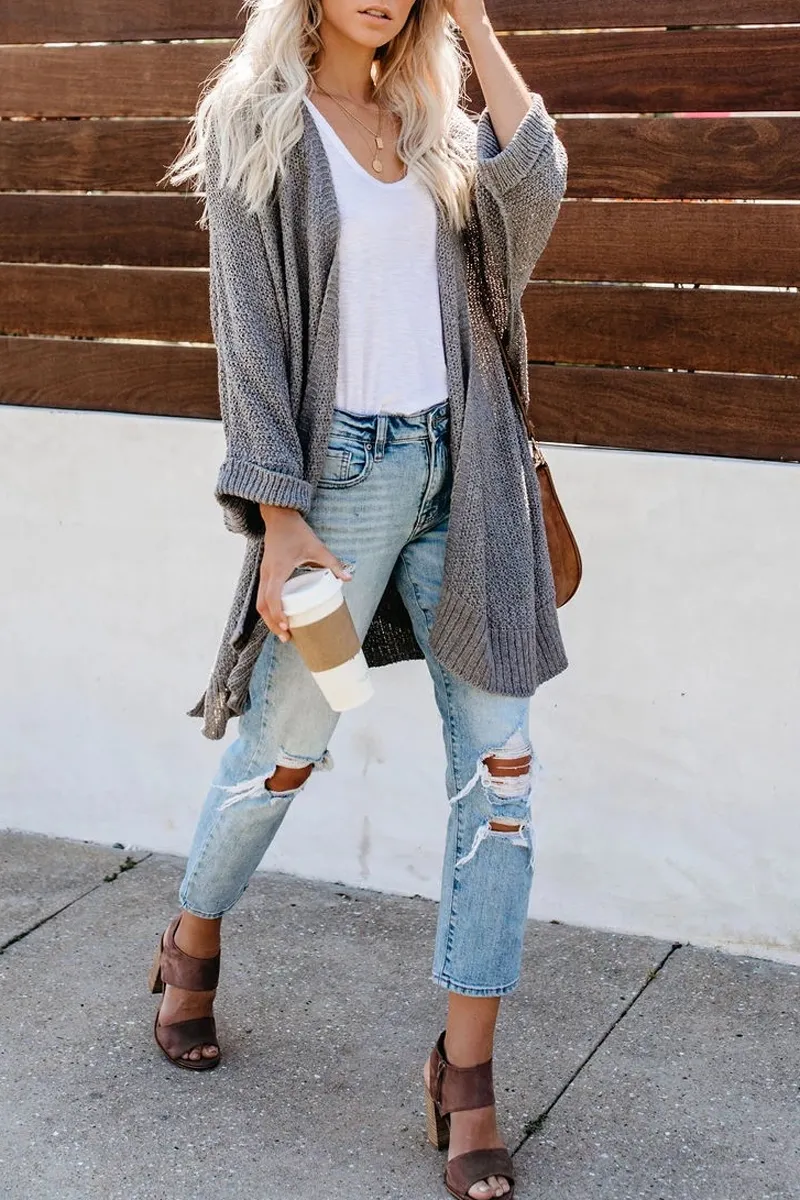 Dunnmall Long Sleeve Knit Cardigan