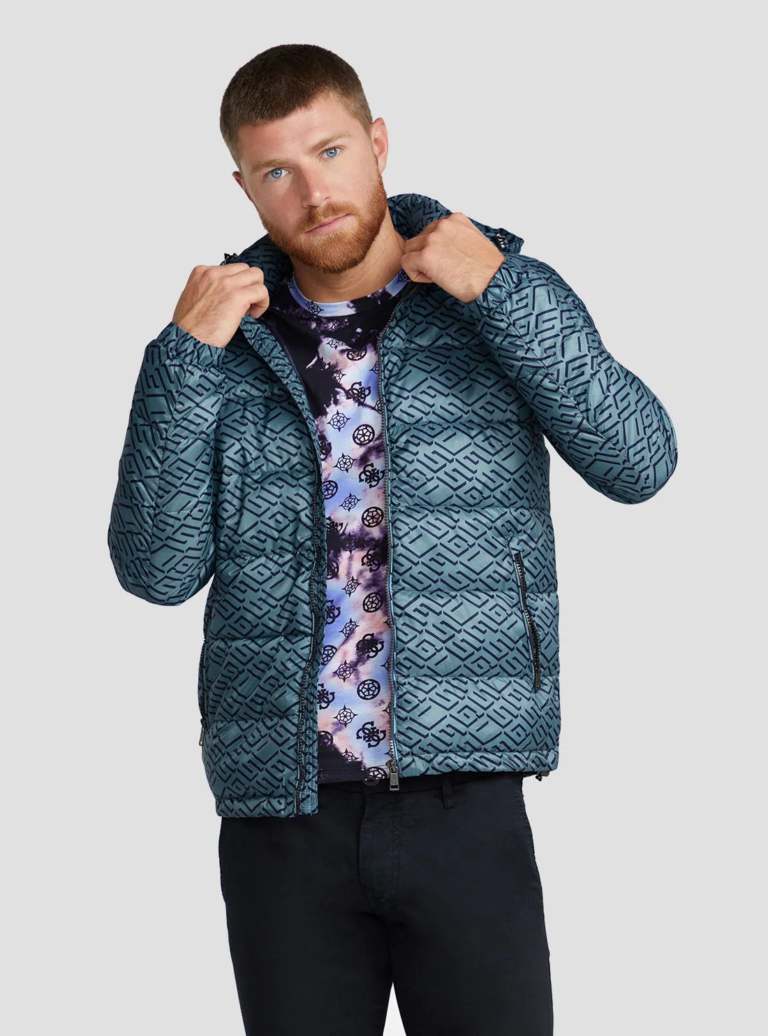 Eco Blue Logo Super Light Puffer Jacket