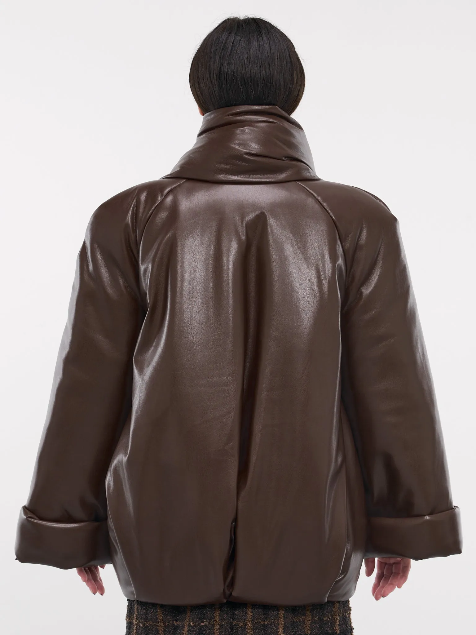 Eco-Leather Puffer Jacket (RR357-BROWN)