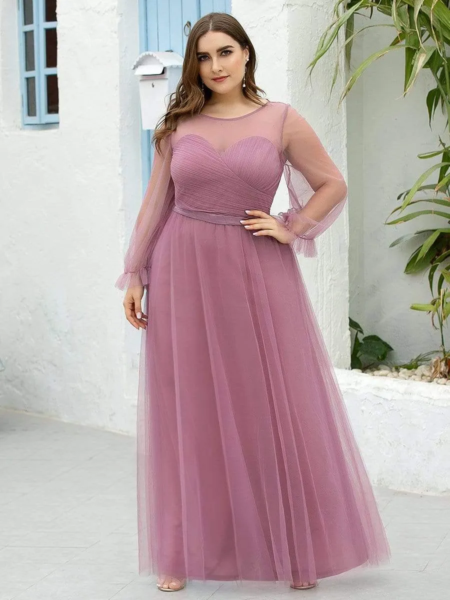 Elegant Half Sleeve Plus Size Floor Length Bridesmaid Dress