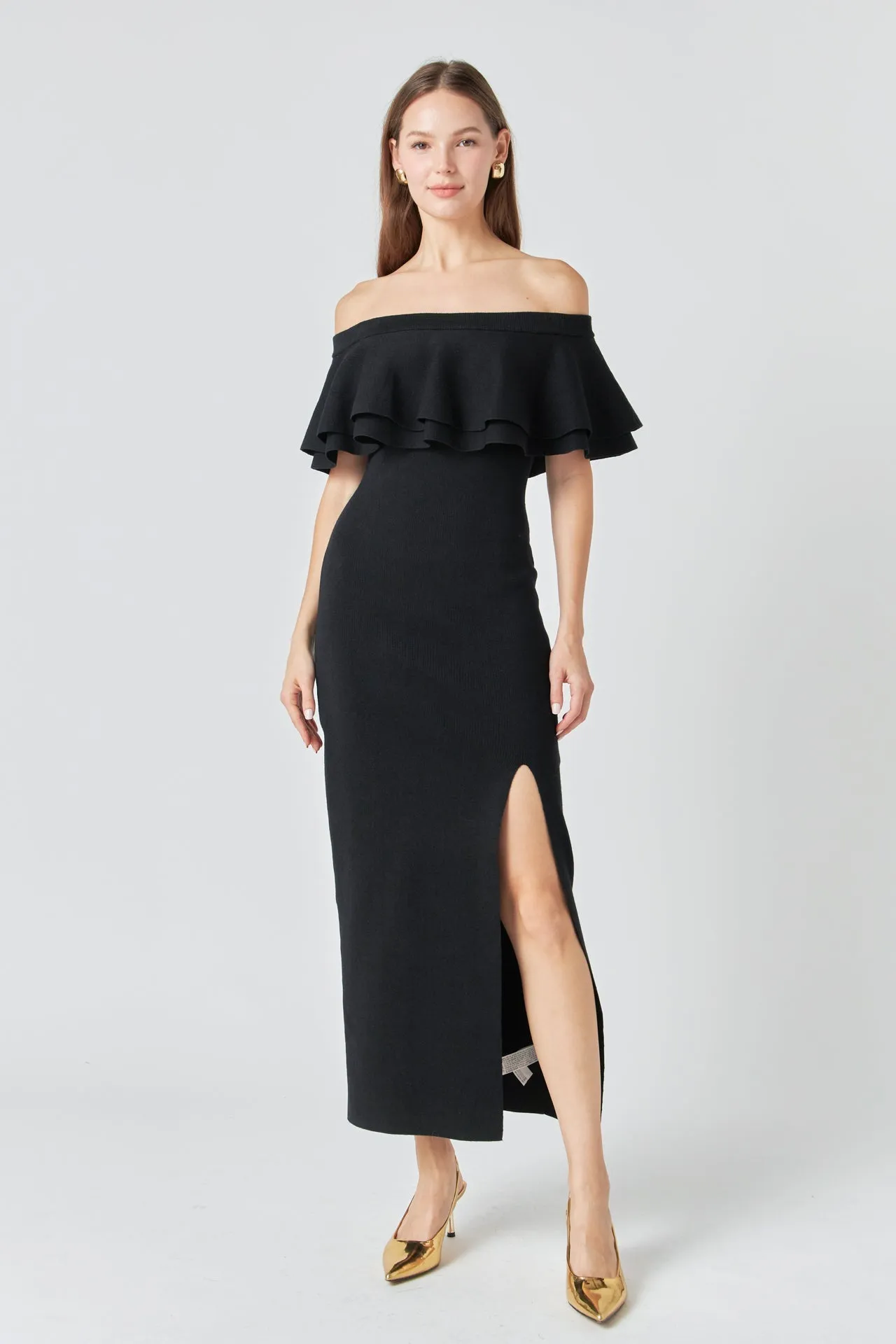Endless Rose - Off the Shoulder Ruffle Maxi Dress