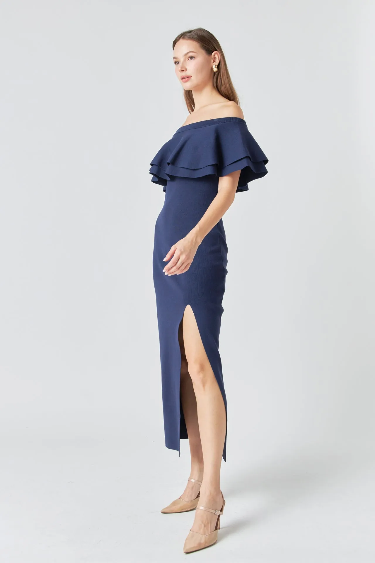 Endless Rose - Off the Shoulder Ruffle Maxi Dress
