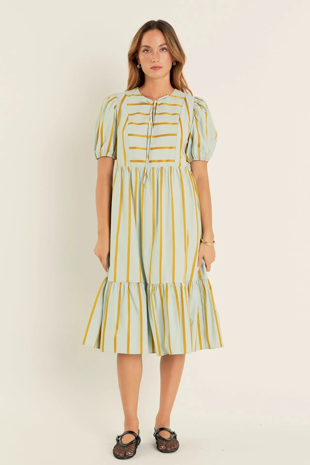 English Factory - Striped Blouson Maxi Dress