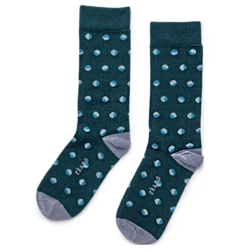 Evergreen Retro Dots Crew Sock - Made In USA by Zkano