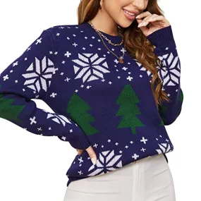 EXLURA Patterns Reindeer Ugly Christmas Sweater Jumper Pullover Tops