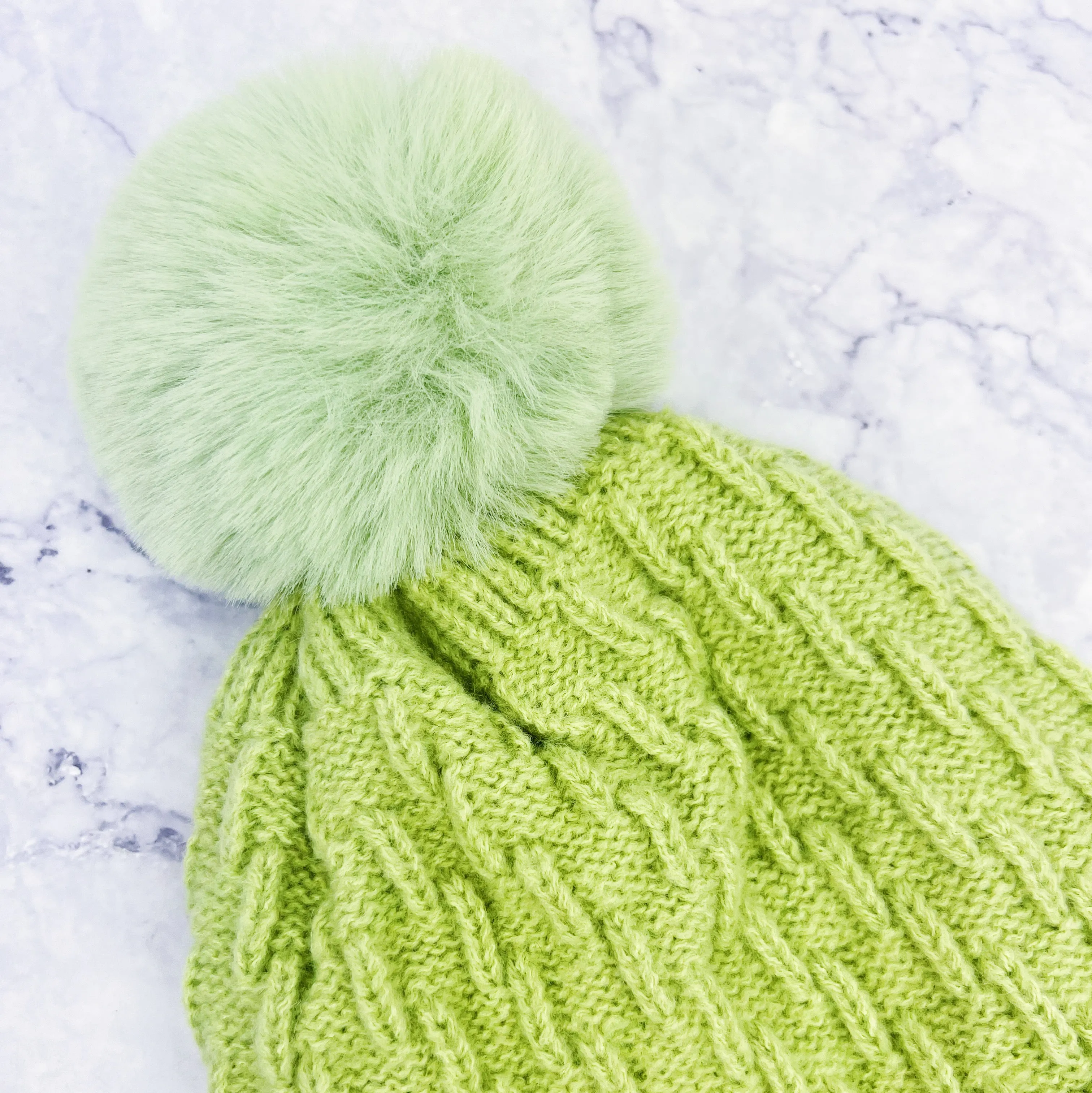 Fleece Lined Knit Pom Pom Hat