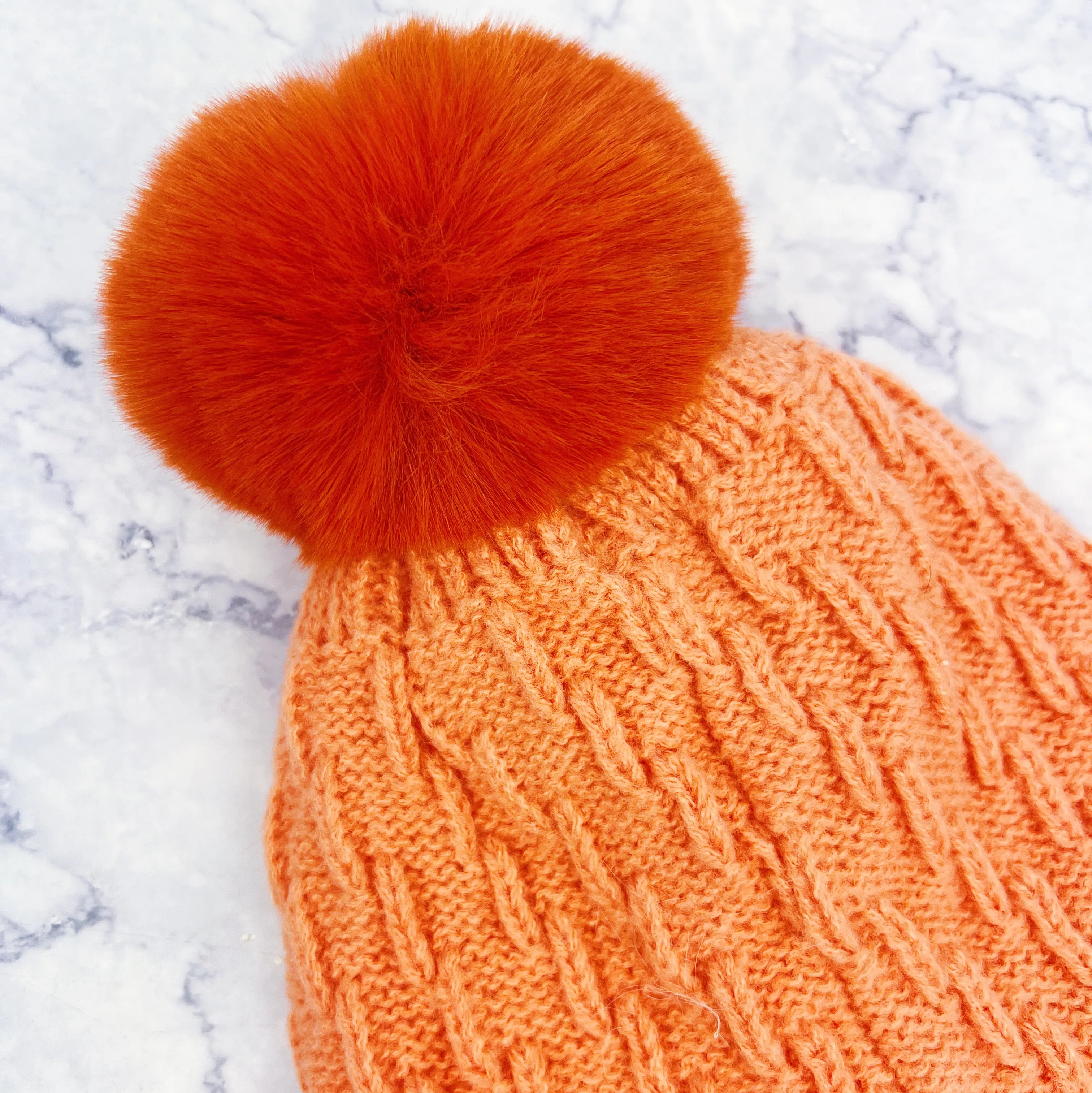 Fleece Lined Knit Pom Pom Hat