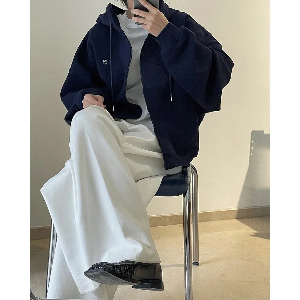 Flytonn-Fall Outfits Women Outwear Streetwear -Spring Korea Casual Sporty Letter Hoodie Zipper Cardigan Loose Coat Top Women