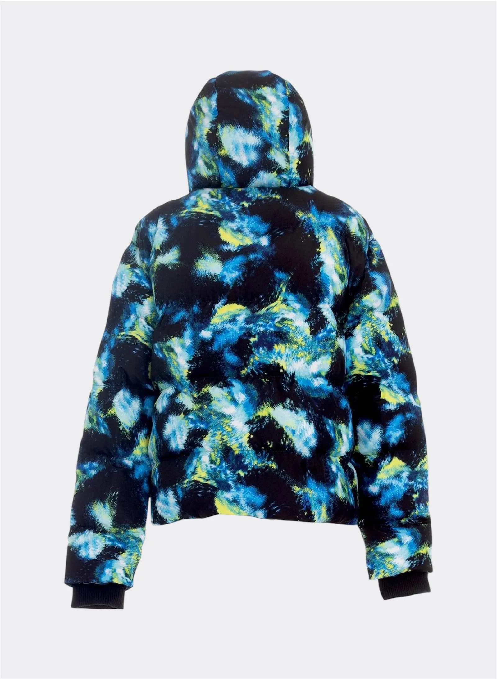 Galaxy Printed Blu/Lime Puffer Jacket