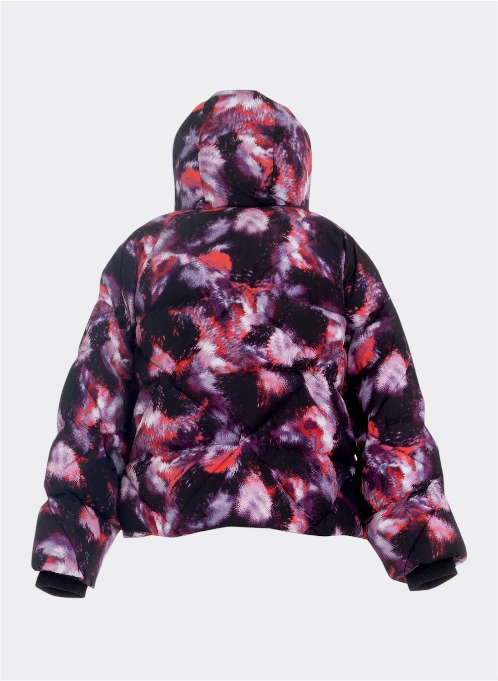 Galaxy Printed Short Fuchsia Puffer Jacket