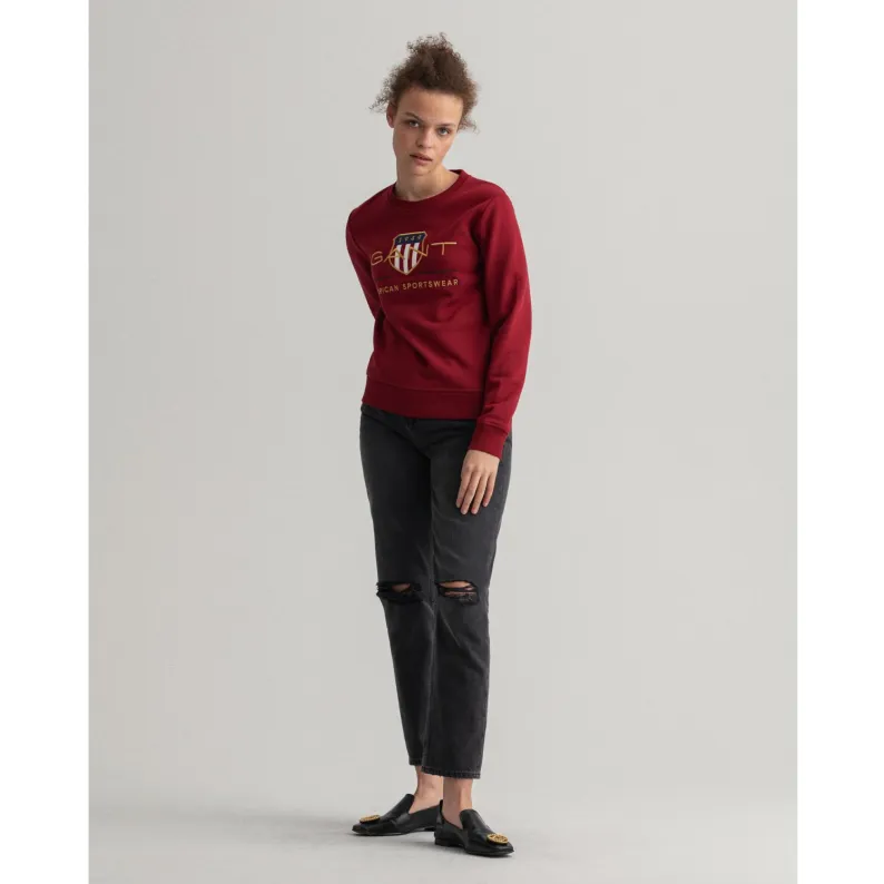 GANT Archive Shield Crew Neck Sweatshirt - Mahogany Red 4204688