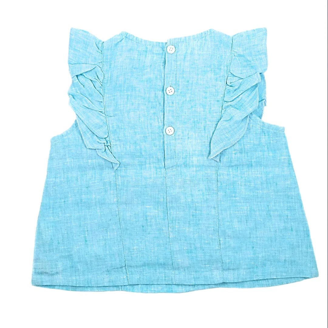 Girl's jujubes blue linen