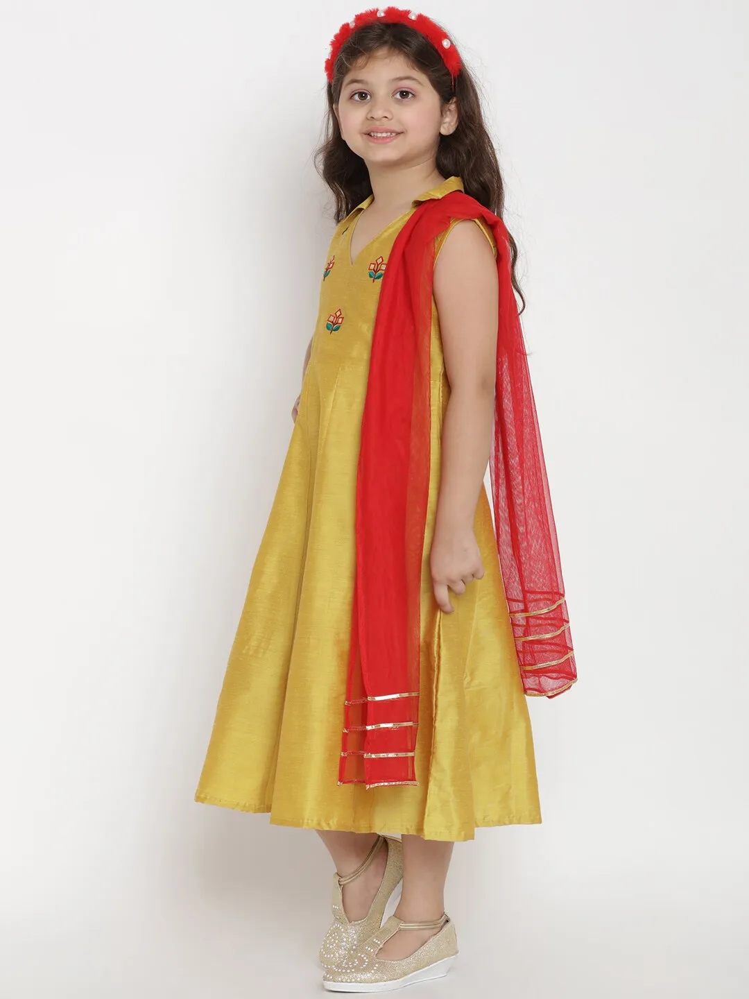 Girl's Yellow Solid A-Line Dress  - NOZ2TOZ KIDS