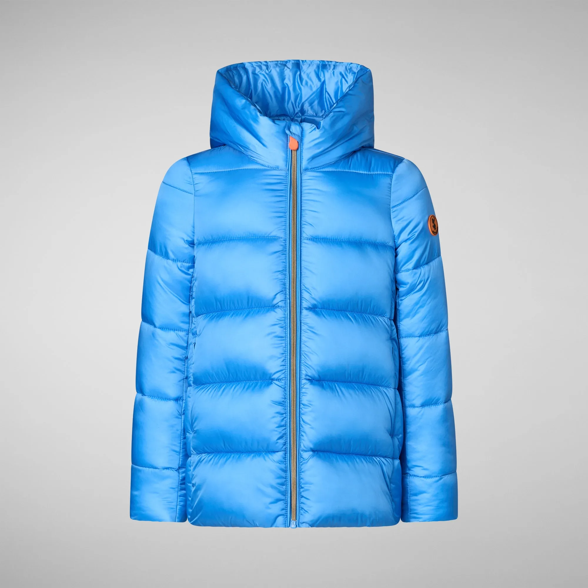 Girls's Hooded Animal free Puffer Coat Gracie in cerulean blue