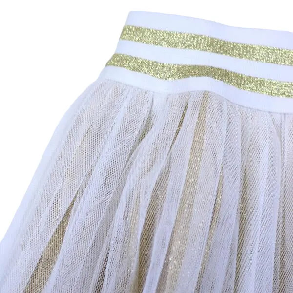 Gold Sheer Overlay Lurex Midi Skirt