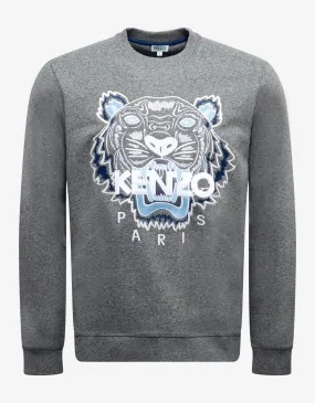 Grey Tiger Embroidery Sweatshirt