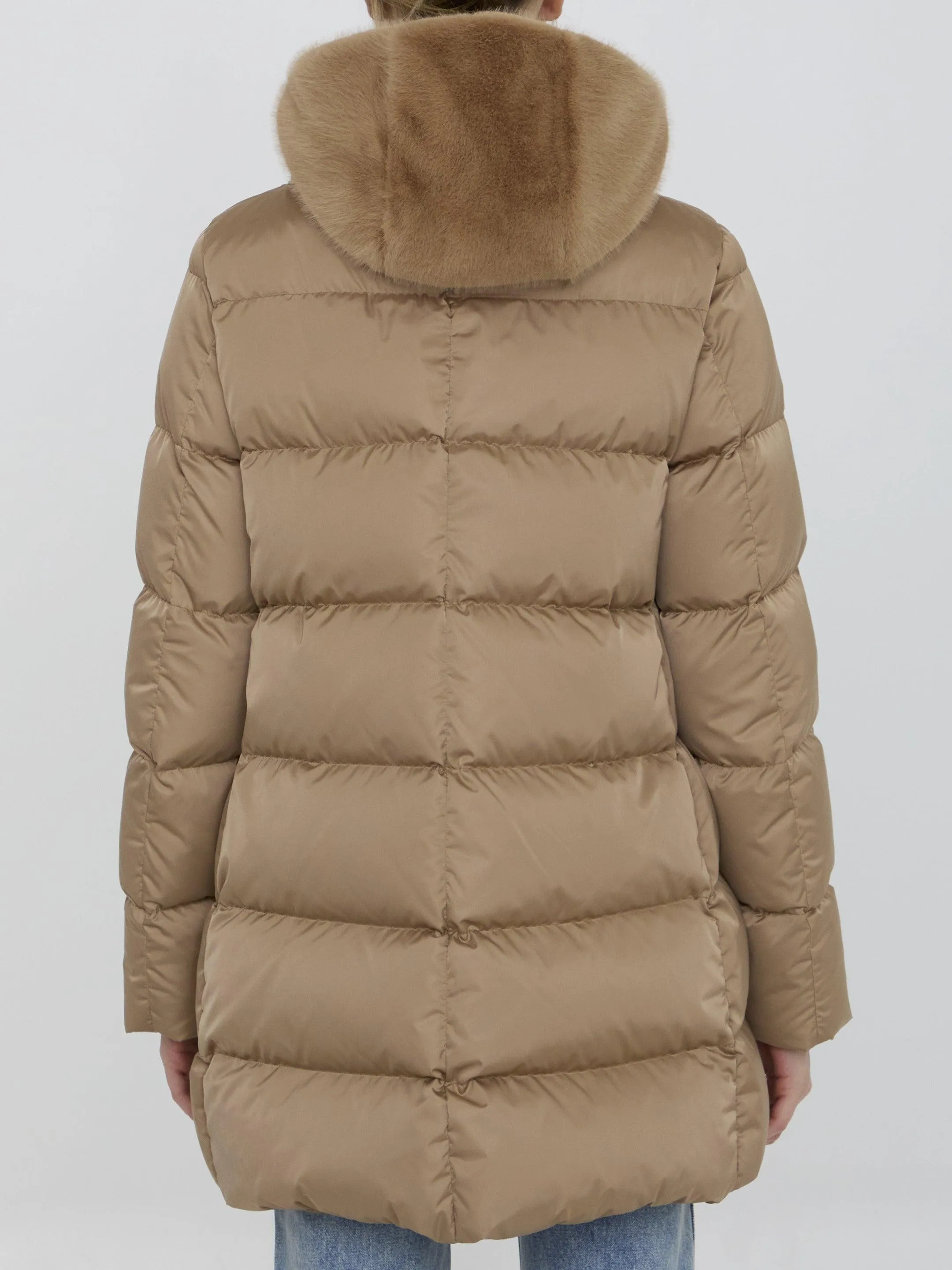 Herno Hooded Puffer Jacket In Nylon Beige