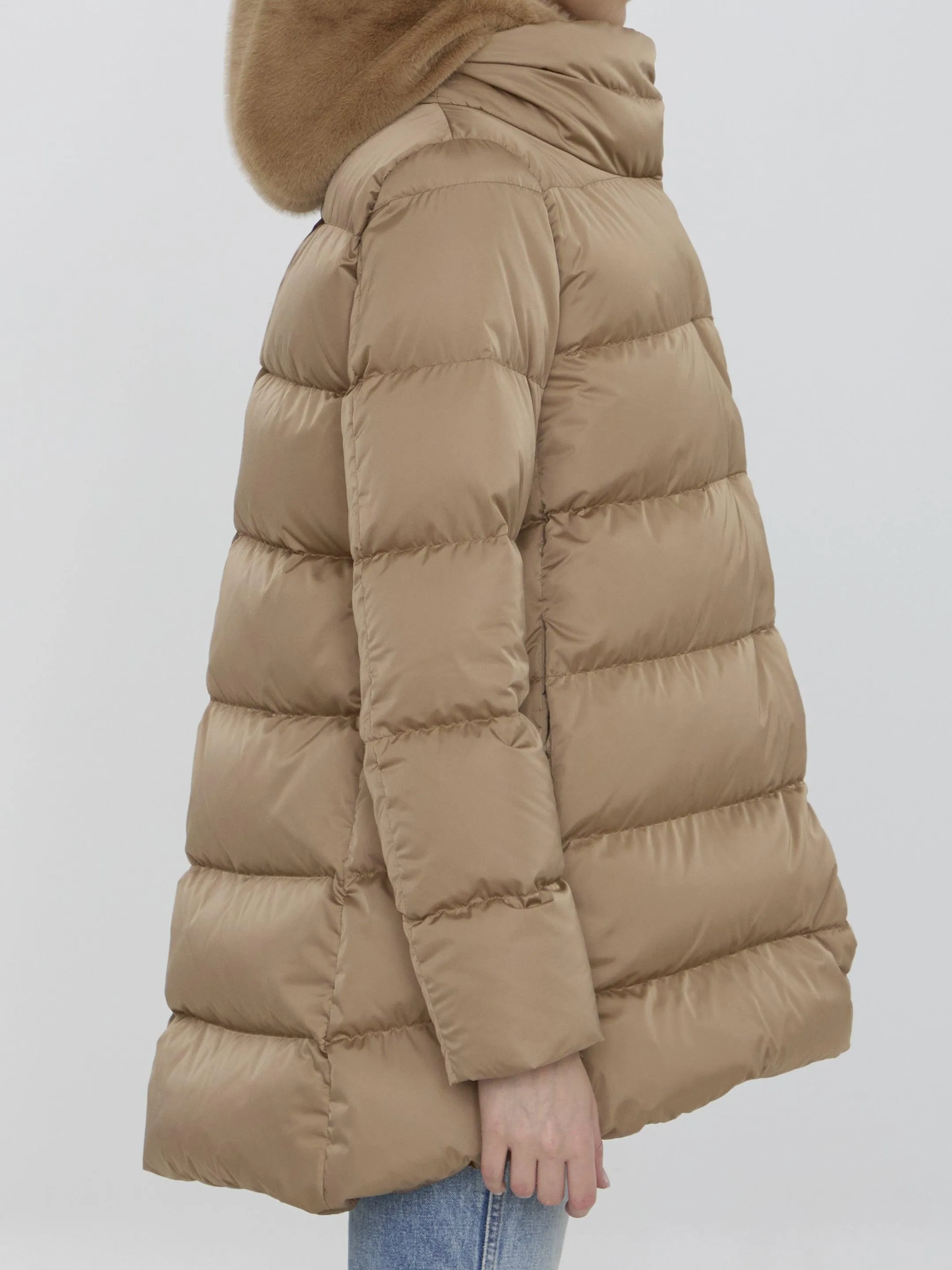 Herno Hooded Puffer Jacket In Nylon Beige