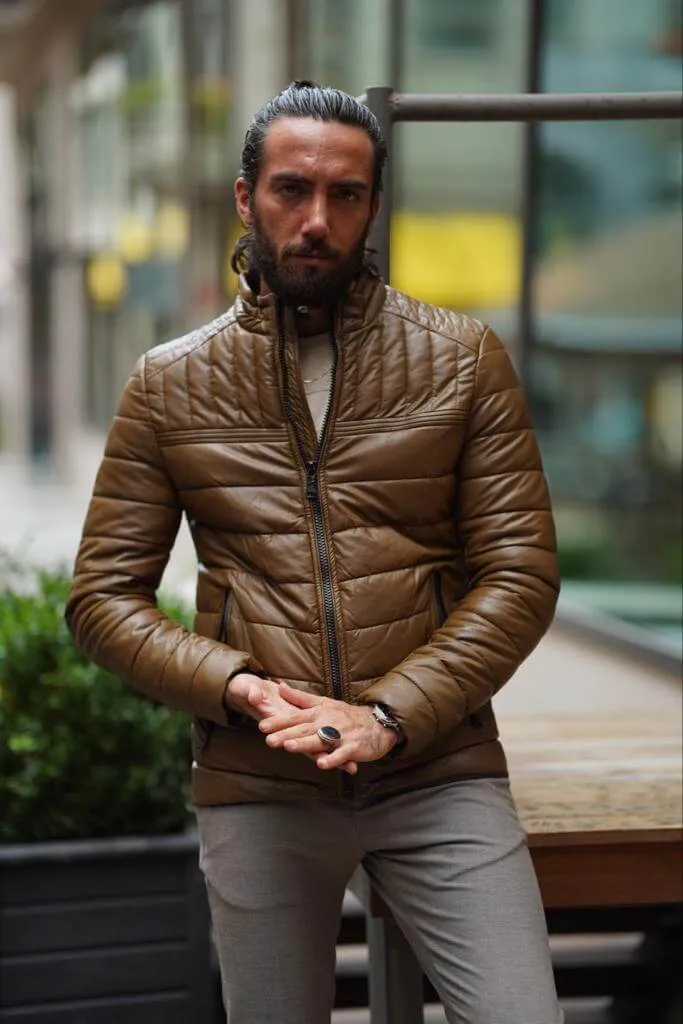 HolloMen Brown Leather Jacket