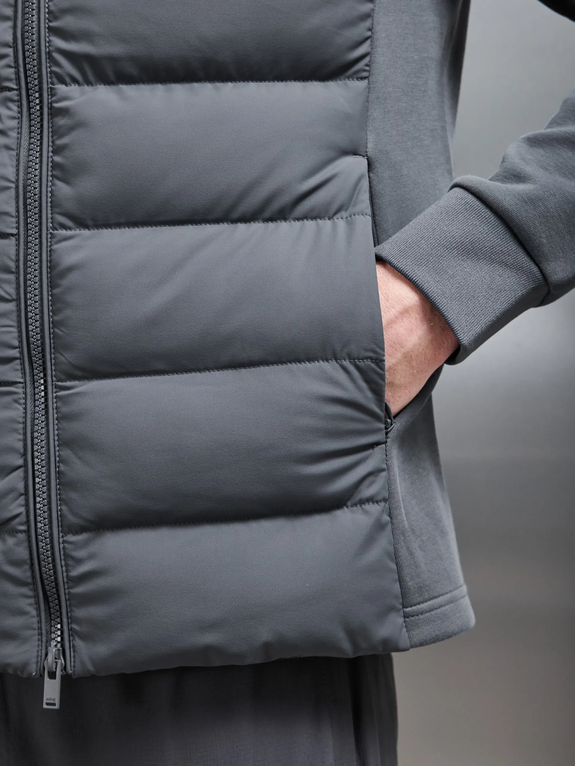 Hybrid Technical Puffer Windbreaker in Grey