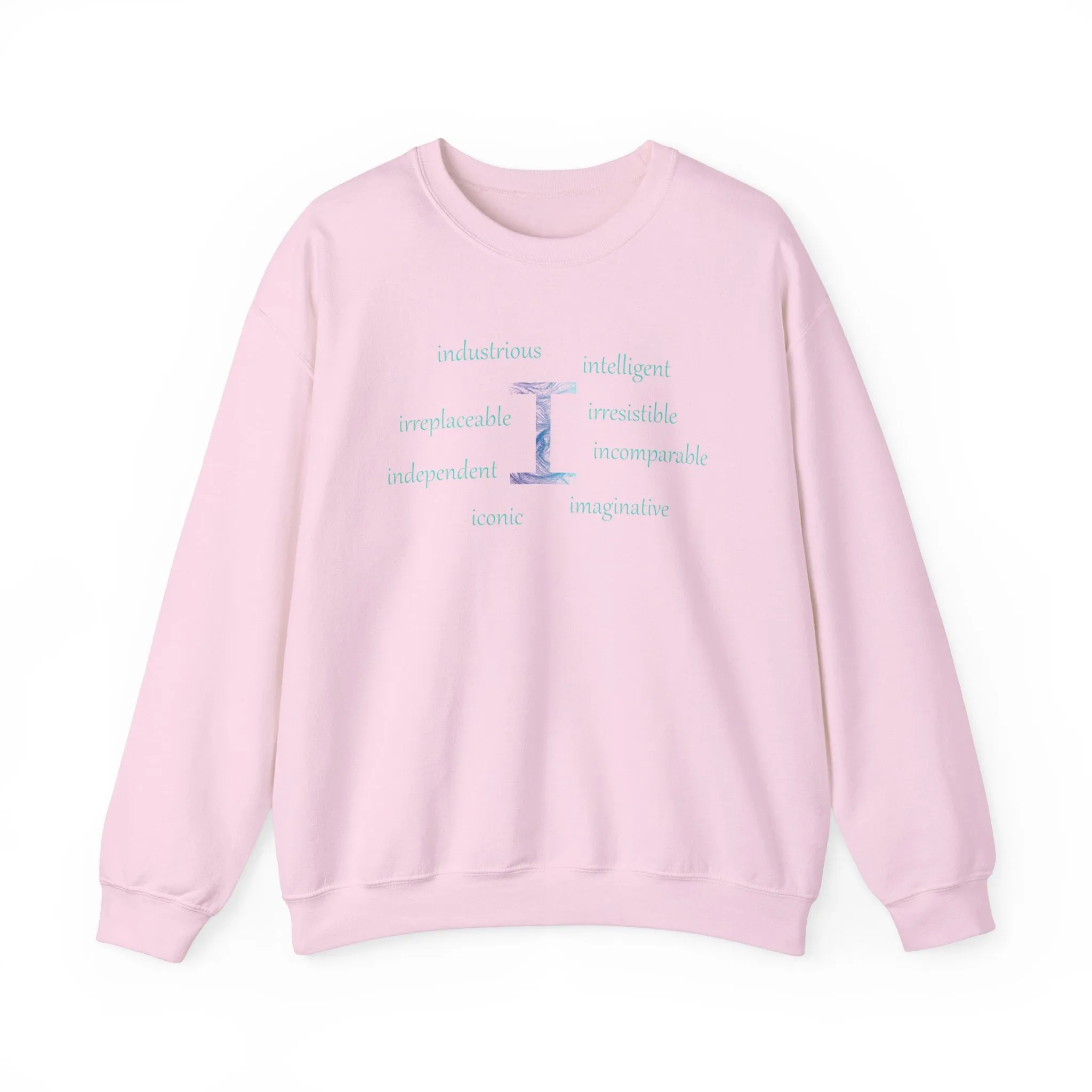 I Alphabet Sweatshirt, Optimistic, Mental Health, Motivational Alphabet Initial "I" Unisex Heavy Blend™ Crewneck Sweatshirt, Self-affirming Sweatshirt