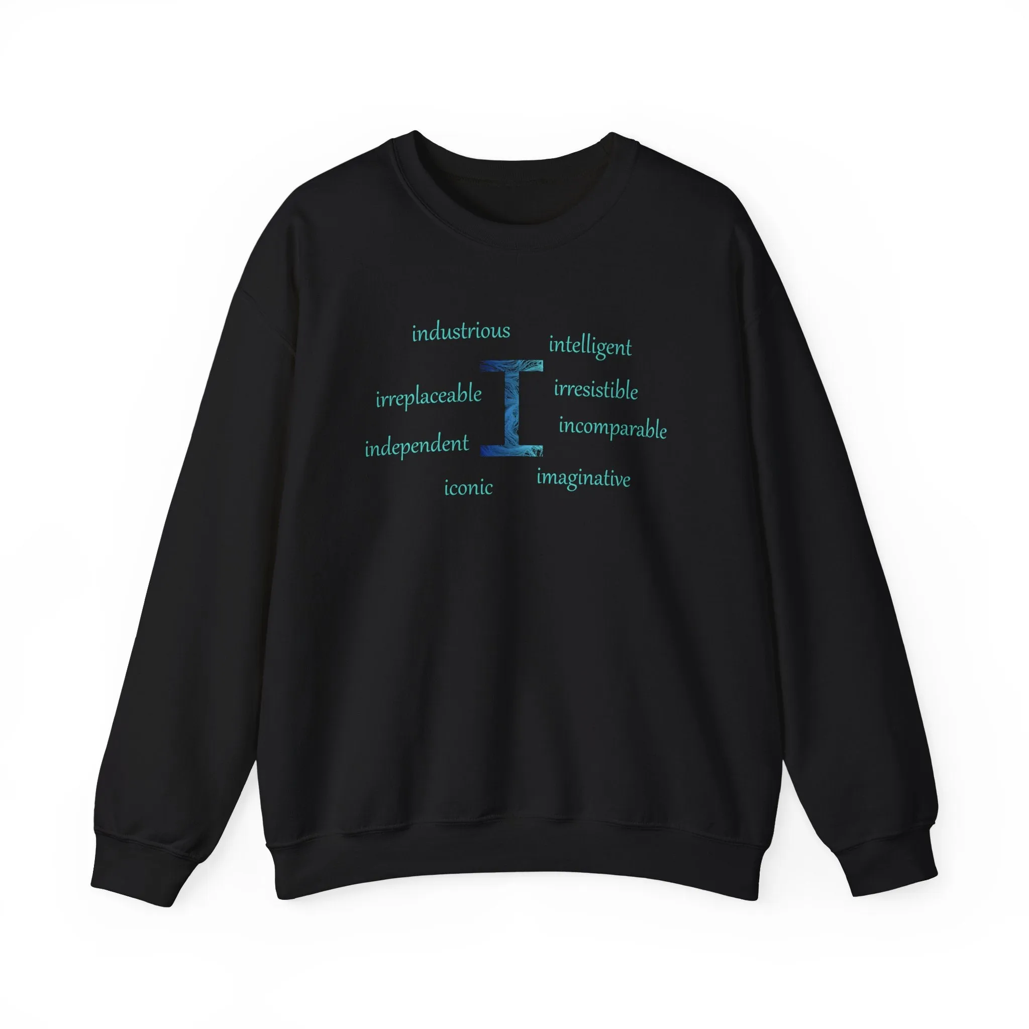 I Alphabet Sweatshirt, Optimistic, Mental Health, Motivational Alphabet Initial "I" Unisex Heavy Blend™ Crewneck Sweatshirt, Self-affirming Sweatshirt