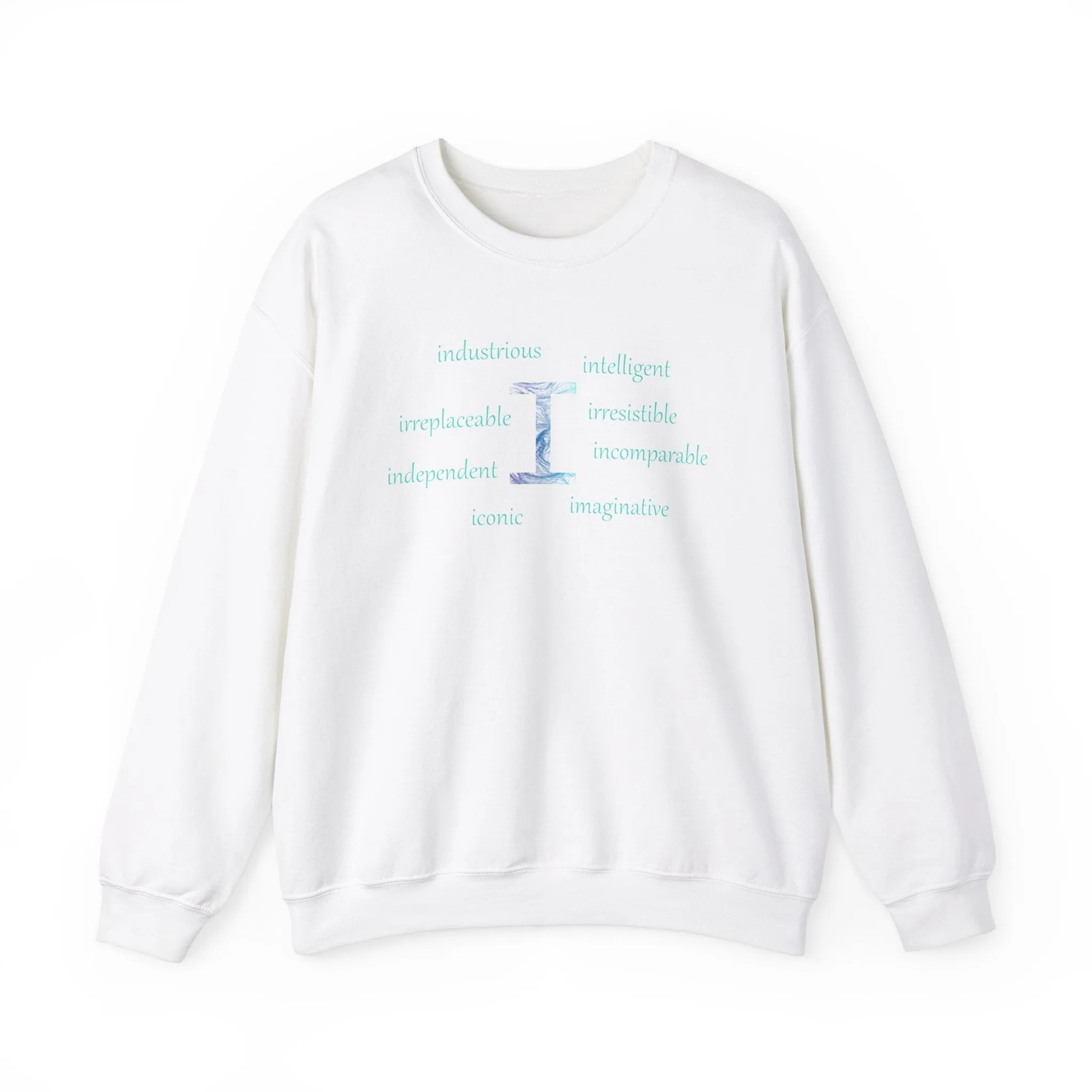 I Alphabet Sweatshirt, Optimistic, Mental Health, Motivational Alphabet Initial "I" Unisex Heavy Blend™ Crewneck Sweatshirt, Self-affirming Sweatshirt