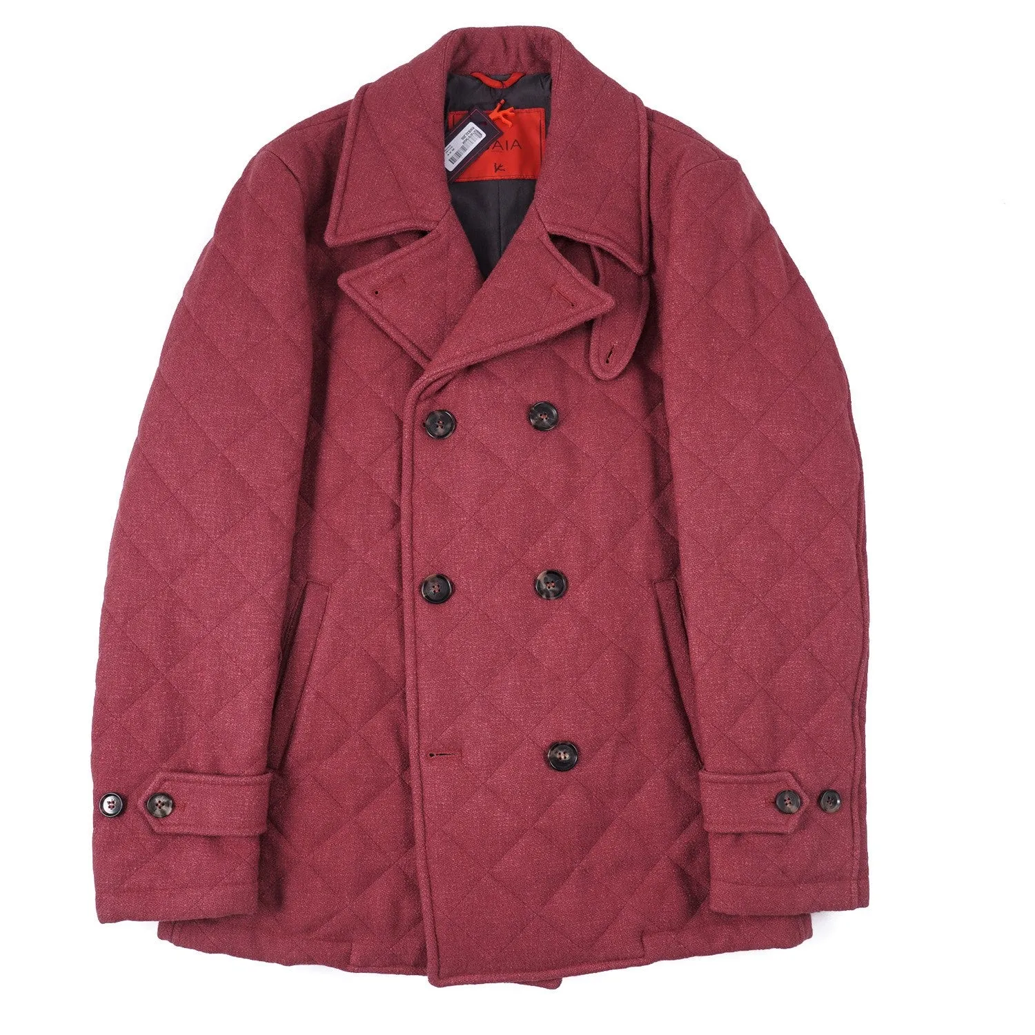 Isaia Quilted Wool and Silk Pea Coat